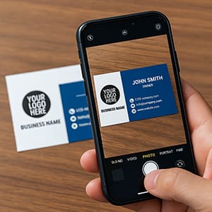 business card with hand phone business card with hand phone