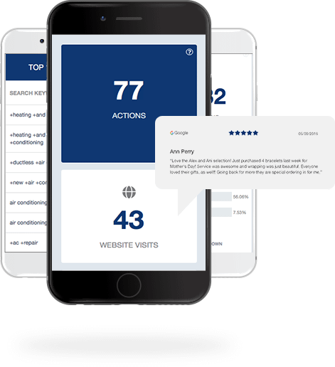 Cell phone and a tablet with the numbers, showcasing a website traffic analysis concept.