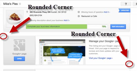 rounded corner widget style G+ Local dashboard