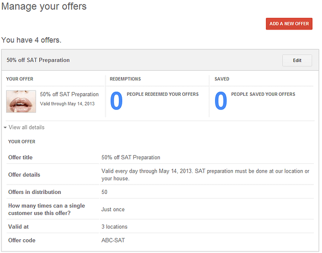 Google Offer Manage