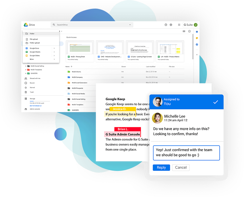 a computer screen with two screens on it, showing Google Drive