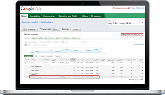 Laptop Google Ads