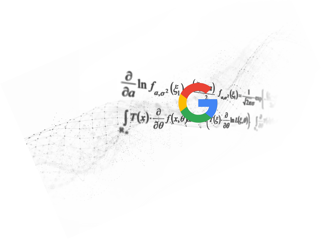 a google logo is shown on a piece of paper with their algorithm
