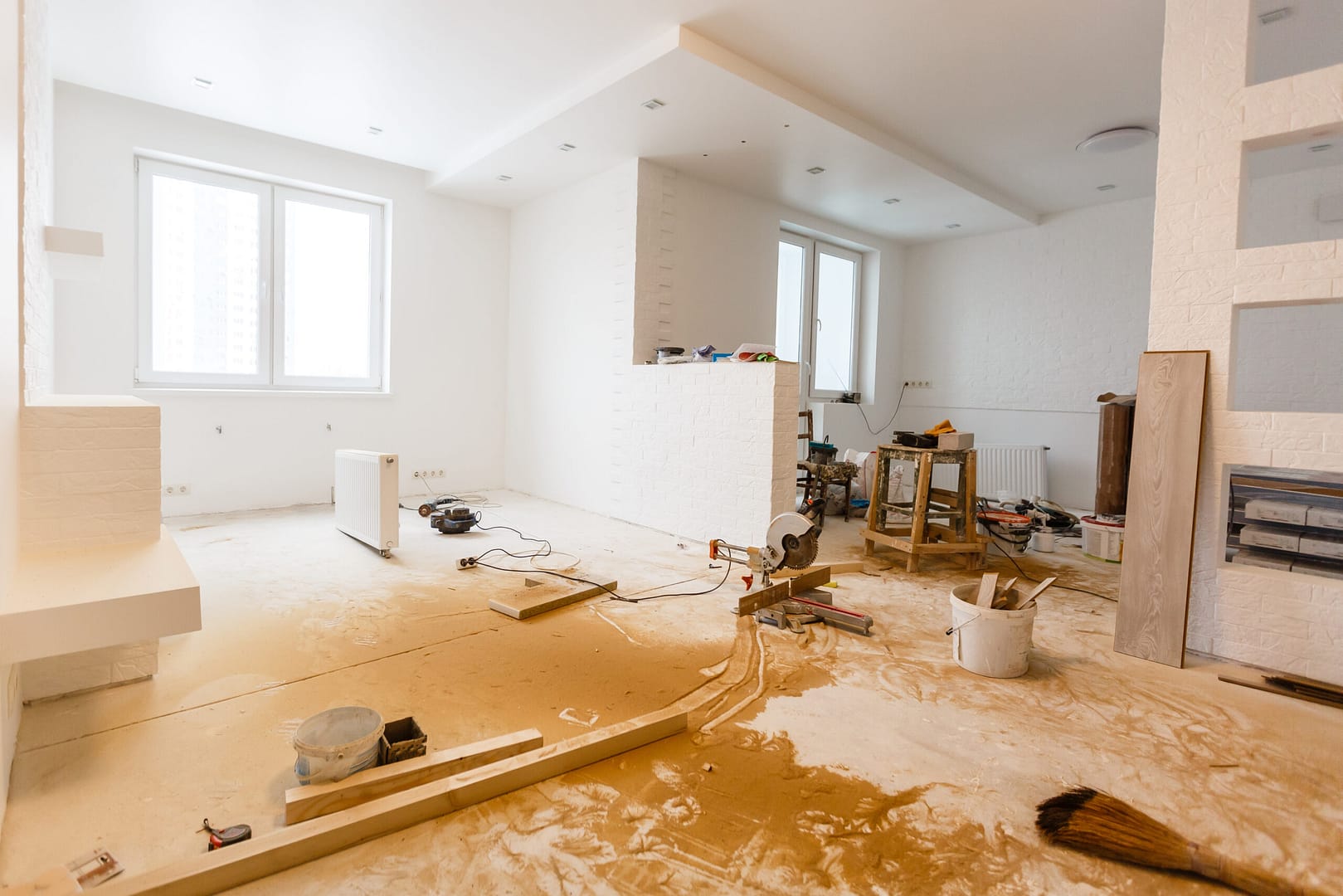Active home remodel scene emphasizing the importance of marketing for home remodeling businesses.