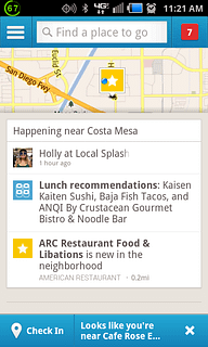 Foursquare Home Screen on Android
