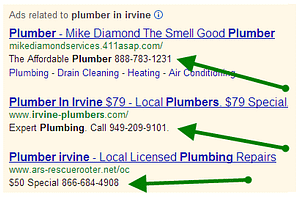 Phone number in google ad