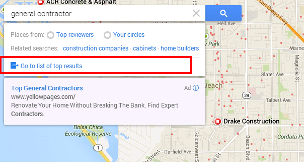 How to get to a list of places in the new Google maps UI