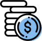 A black background with a blue circle and a dollar sign