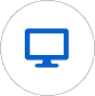 A white circle with a blue icon of a monitor.
